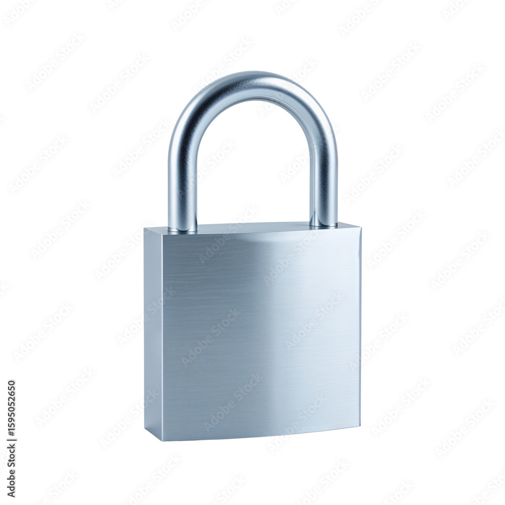 Poster metallic padlock reflecting light against a simple setting emphasizing security, privacy and