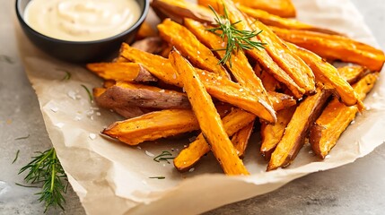 Crispy Sweet Potato Fries with Rosemary and Dip