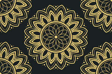 Golden floral mandala pattern with decorative elements vector