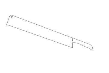 Meat Cleaver Wireframe Technical Drawing. Monochrome Outline Vector Illustration of Butcher Knife for Industrial Kitchen Design, Engineering Blueprint and Graphic Art. Culinary Equipment Line Art.