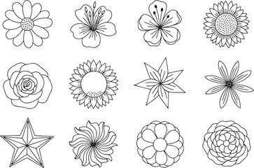 Handdrawn Round Floral Icons Collection
