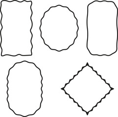 Wavy Border Frame Vector Set – Hand-Drawn Decorative Outline Templates with Curved and Abstract Edges for Labels, Packaging, Crafts, and Printable Design