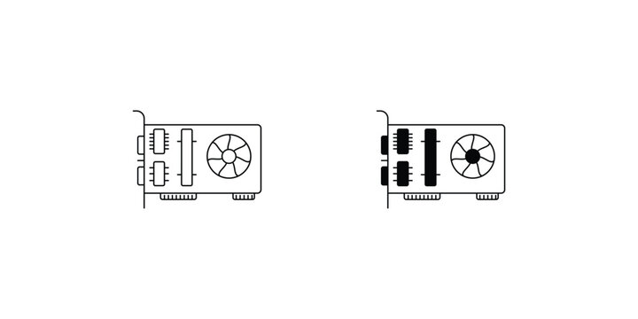 graphic card set icon with white background vector stock illustration