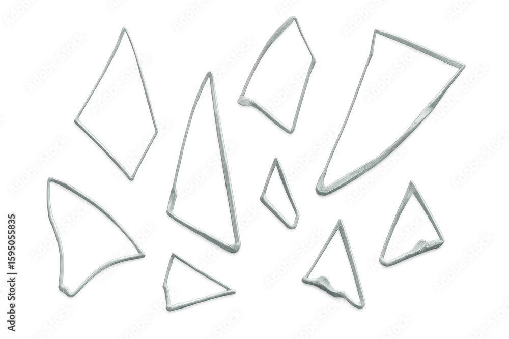 Aufkleber Silver metallic triangles varying in size hovering against translucent backdrop, forming minimalist geometric design