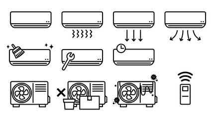 エアコンと室外機のアイコンセット / ベクター