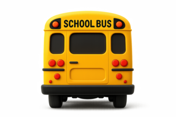 Rear View of a School Bus: A vibrant school bus, captured from the rear, stands as a symbol of education, transportation, and the daily journey of students. 