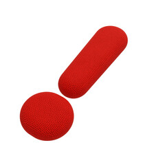 3D render image. Cloth symbol exclamation mark sign letter 