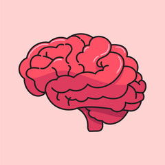 Colorful Human Brain Cartoon Vector