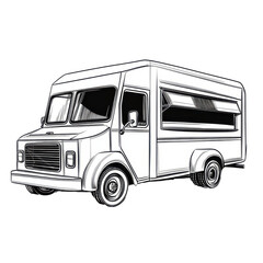 Classic Food Truck Illustration for Street Food and Culinary Events on transparent background