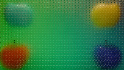Four apple silhouettes behind circle grid pattern on green gradient background