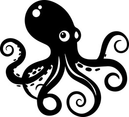 Minimalist Octopus Vector Illustration in Silhouette Style