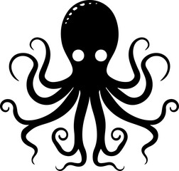 Minimalist Octopus Vector Illustration in Silhouette Style