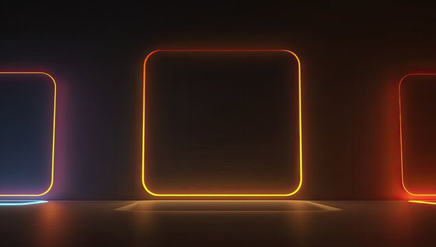 Neon rectangles on dark background
