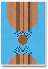 Mid century modern poster minimalist in boho style wall art Vector