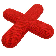 3D render image. Cloth symbol plus mark sign letter 