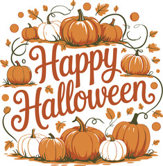Spooky vibes festive thrills happy halloween typography design