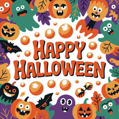 Spooky vibes festive thrills happy halloween typography design