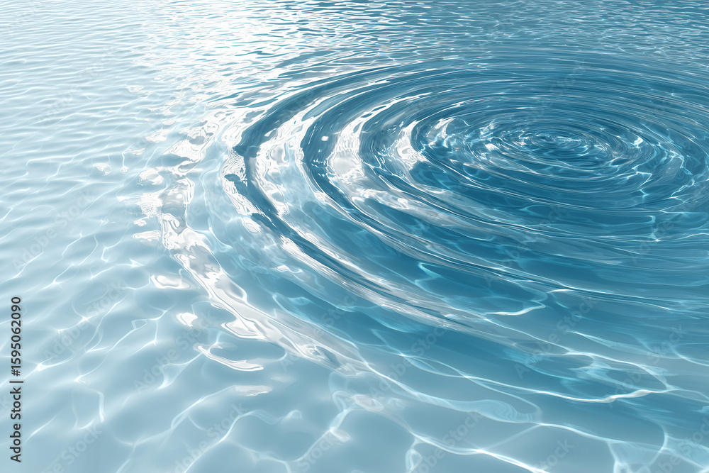 Poster water ripples creating a mesmerizing circular pattern in a pool of clear water