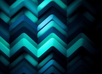 Naklejka premium Abstract geometric chevron pattern with glowing teal and blue background
