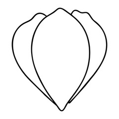 Minimalist outline of a stylized tulip blossom in black and white for graphic design