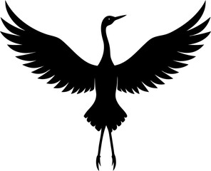 Flight Demoiselle cranes isolated on white background