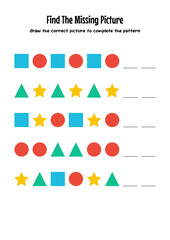  Engaging missing shape pattern worksheet for children's visual reasoning skills