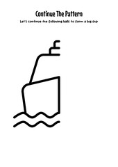 Obraz premium Draw to complete the boat pattern, enhancing fine motor skills