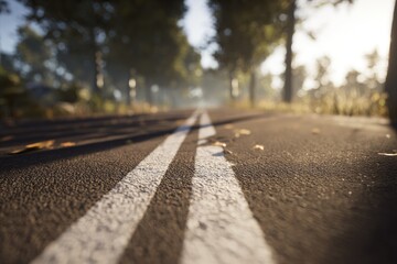 Fototapeta premium Empty road, morning sun