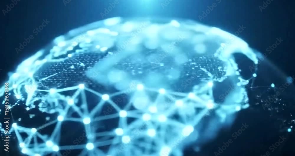 Aufkleber digital earth globe with glowing network connection and data visualization