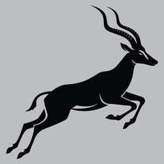 Antelope Running from Predator in Wild silhouette vector design art and illustration