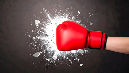 Dynamic Boxing Punch with Bright Light Burst and Impact
