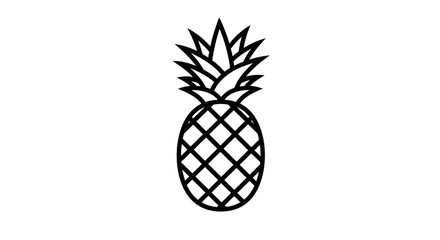 Illustration of a pineapple with a crosshatch pattern and spiky leaves