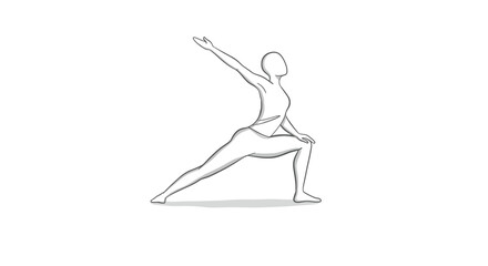 Illustration of a person in warrior one yoga pose with arm extended