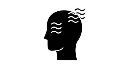 Silhouette of head with wavy lines emanating from the head area shown