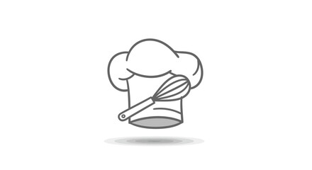 Illustration of a chef's hat with a whisk on a white background view