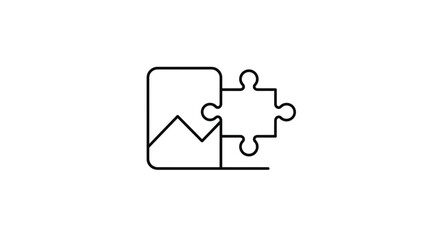 Outline icon showing a puzzle piece fitting into a graph or image box