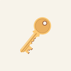 A golden key illustration, showing a detailed view of the object against a neutral background.