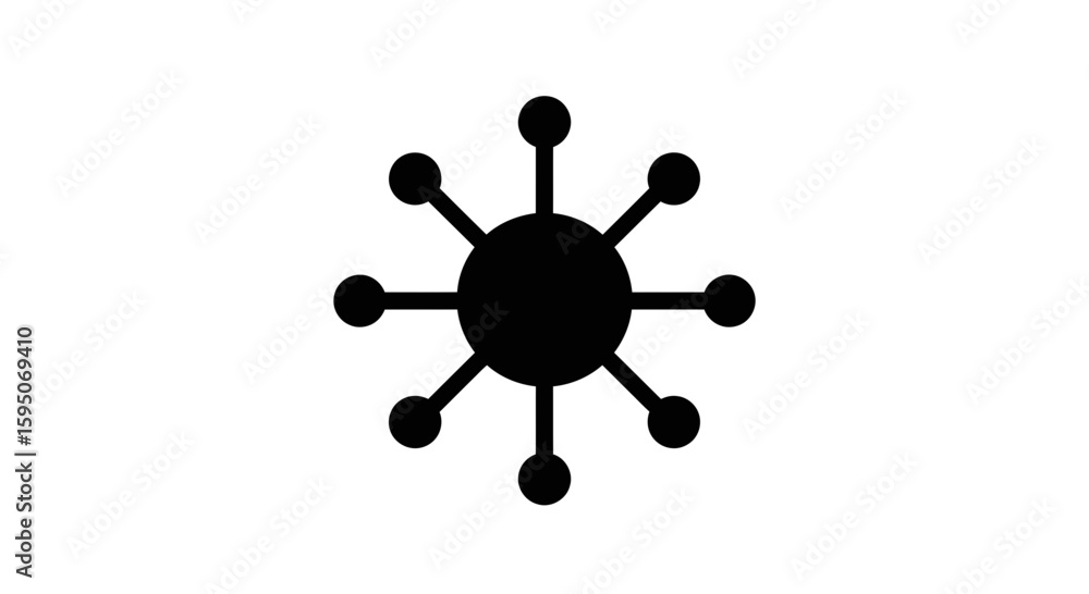 Poster black circular node network with connecting lines on a white background