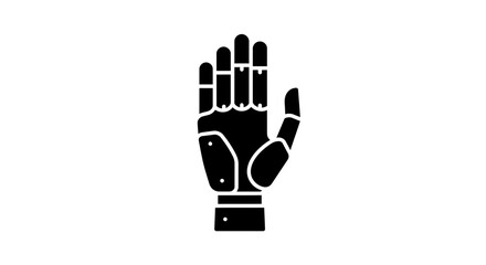 Illustration of a black robotic hand with fingers extended upwards