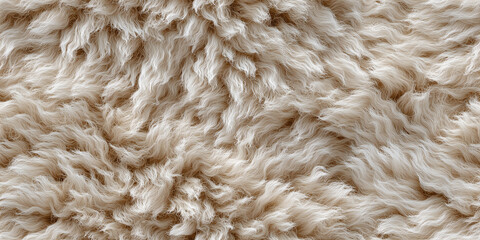 A close-up shot of a soft, beige sheep wool texture. The image evokes a sense of warmth and comfort, with its wavy patterns and tactile appearance.