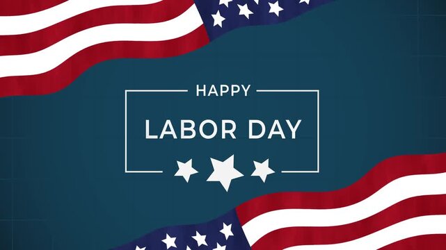 Happy Labor Day Holiday Animation USA Flag Waving