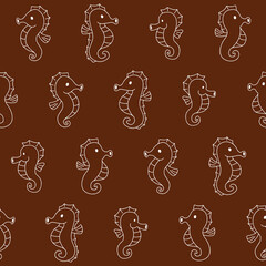 Outline Vector Seahorse Pattern Illustration Seamless for Wallpaper Background Cover Packaging