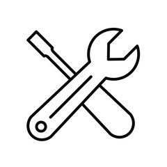 Simple Vector Icon of Wrench and Screwdriver for Repair and Maintenance
