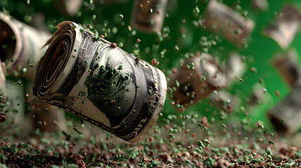 Money Raining Down on Ground