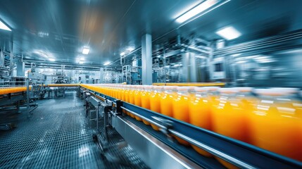 Automated beverage bottling line in a modern factory.