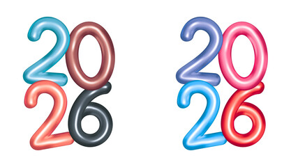 New Year Numbers: Vibrant, stylized numerals, designed as eye-catching balloons, float in the air to announce a new year filled with joy and opportunity.