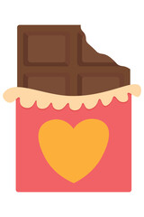 Chocolate with Love Heart Packaging. Chocolate Bar with Heart Wrapper for Valentine's Day Treat