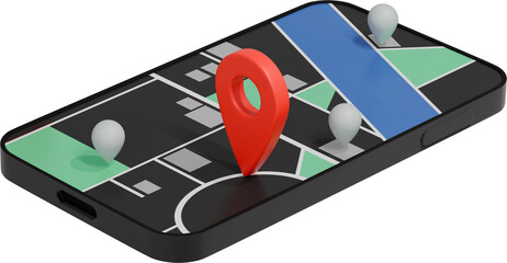 아이소메트릭 지도 위치 아이콘 스마트폰 3D 일러스트 / Isometric Map Location Pin on Smartphone 3D Illustration
