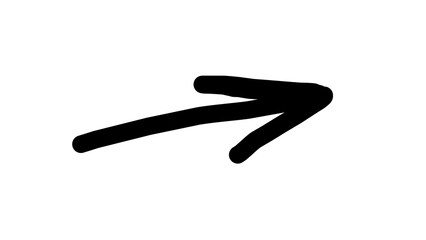Hand-Drawn Black Arrow Icon – Sketch Style Pointer on Transparent Background