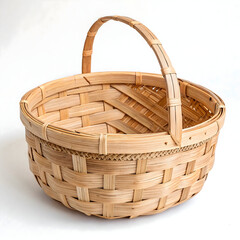 Woven bamboo basket isolated on transparent background  